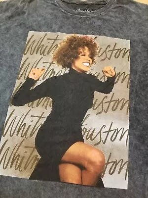 Buy Whitney Houston Womans Shirt Sz Medium Cropped Gray Graphic New Ships Free • 13.73£