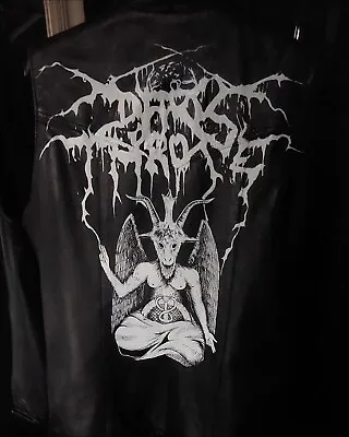 Buy Black Metal Darkthrone Throne Hand Painted Faux Leather Jacket Size M • 70£