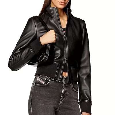 Buy Womens Stylish Motorcycle Black Biker Jacket Chic Fall Winter Female Jacket • 160.40£