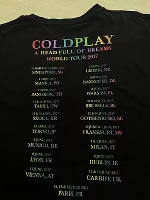 Buy Rare 2017 Coldplay A Headful Of Dreams World Tour T-Shirts Singapore Men L New • 47.24£