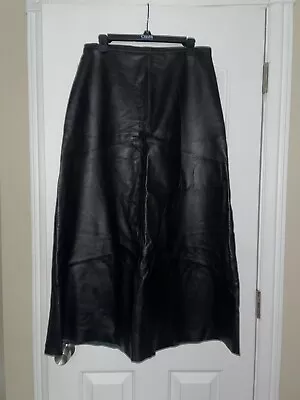 Buy Yvonne Marie Black Vintage Soft Lamb Leather Maxi Skirt Sz 12 • 56.83£