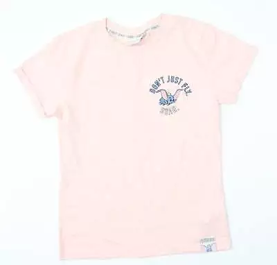 Buy Primark Womens Pink Cotton Basic T-Shirt Size 6 Round Neck - Dumbo • 3£
