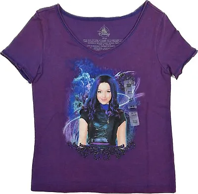 Buy Disney Store Kids Purple Short Sleeve Cotton V Neck Descendants Mal T Shirt XS 4 • 19.65£