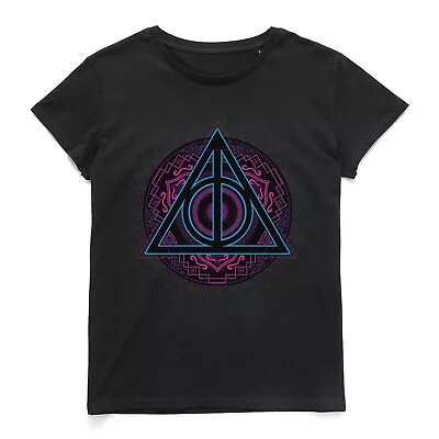 Buy Official Harry Potter Deathly Hallows Neon Women's T-Shirt • 12.59£