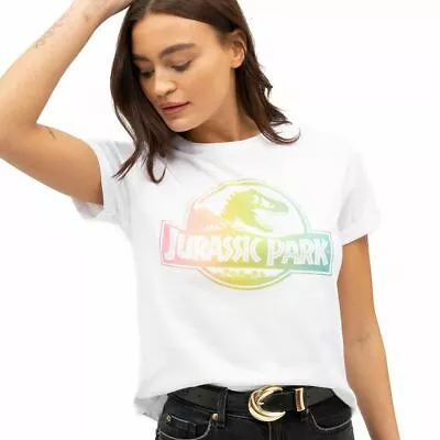 Buy Jurassic Park Ladies T-shirt Gradient Logo Fashion White S-XL Official • 13.99£