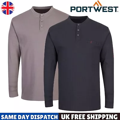 Buy Portwest Bizflame Knit Flame Resistant Antistatic Henley T-Shirt Welding Safety • 39.99£