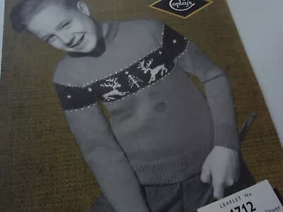 Buy Vintage Copley's 4 Ply Knitting Pattern 1712 Boy's Xmas Sweater 28  • 5.99£