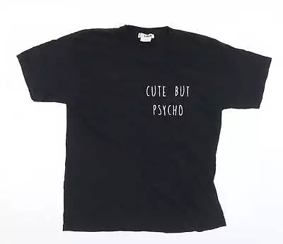 Buy Love Womens Black Cotton Basic T-Shirt Size M Crew Neck - Cute But Psycho • 5.75£