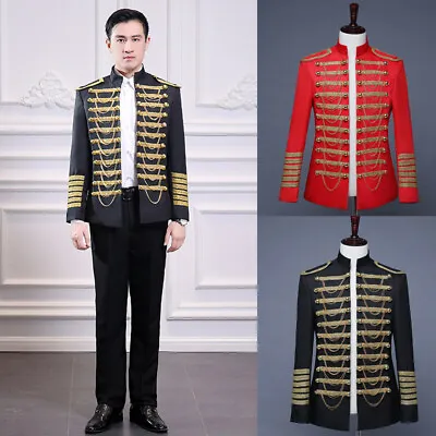 Buy Hussar Jacket Artillery Tunic Military Uniform Drummer Steampunk Black Red Top • 69.59£