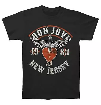 Buy Bon Jovi New Jersey 83 Men's Official Black T-Shirt  • 16.95£