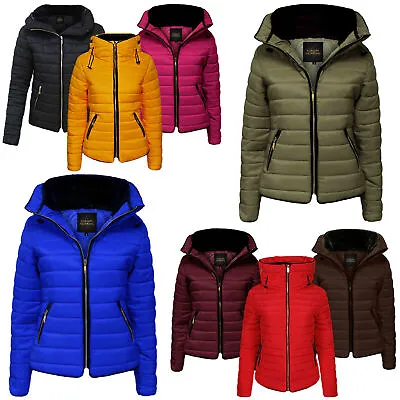 Buy Womens Ladies Padded Winter Line Hooded Jacket Fur Puffer Zip Thick Warm Coat • 24.95£