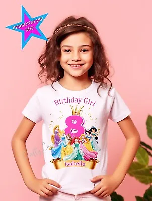 Buy Personalised Princess Girl Birthday  T Shirt Top Any Age Number Children's Gift • 11.99£