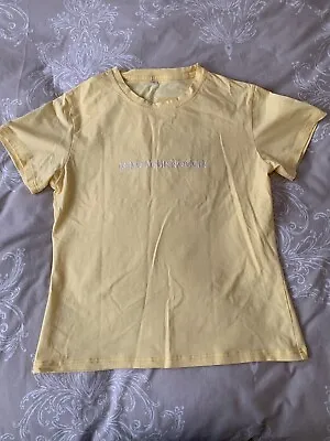 Buy Mind Your Noggin Yellow T-shirt Top Size L 8-10 Festival Causal Weekend • 3.99£