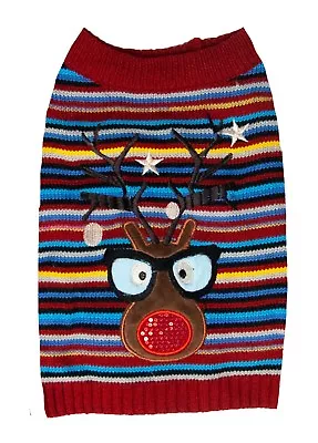 Buy Dog's Life Flashing Geeky Reindeer Christmas Jumper Festive Xmas Costume 6 Sizes • 11.49£