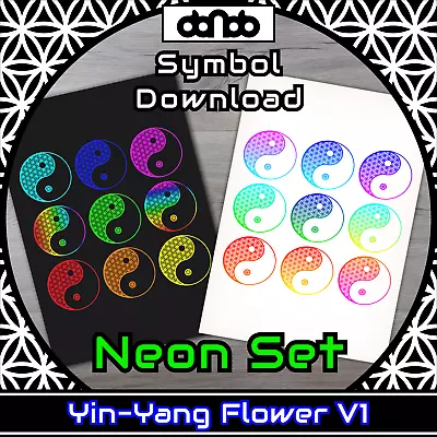 Buy Yin-Yang Flower V1 Neon Set - Symbol - SVG PNG JPG PDF PSD AI EPS [2D Download] • 2.71£