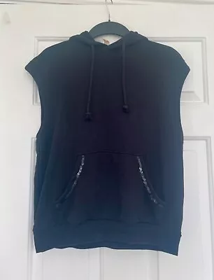 Buy H&M Sleeveless Hoodie Jumper Top Black With Sequin Detail On Pockets XS Hood  • 2.10£