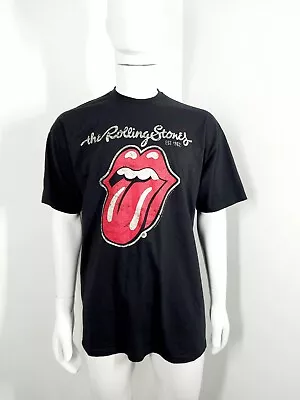 Buy THE ROLLING STONES Size XL Black Short Sleeves Tongue T-Shirt Fruit Of The Loom • 12.99£