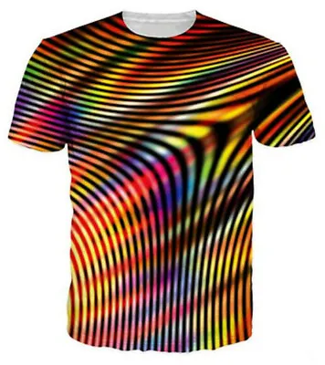 Buy New Women Men 3D T-Shirt Hologram Funny Print Casual Short Sleeve Tops Plus Size • 10.79£