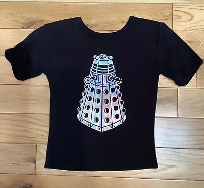 Buy 💋Lovebomb Holographic Dalek Dr Who Black Children’s Cotton T-Shirt.Goth.Y2K.S • 5.99£