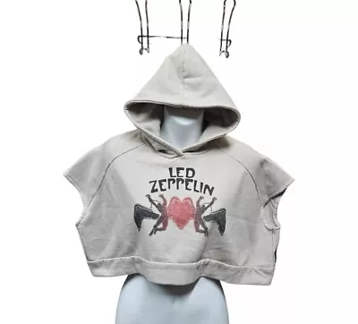 Buy TRUNK LTD Size S Women LED ZEPLIN Gray BABY CROPPED Sweatshirt Hoodie Top  S • 61.09£