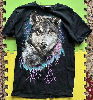 Buy Womens Wolf W/Lightning Fruit Of The Loom T-Shirt UK Size M • 0.99£