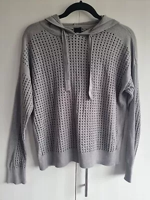Buy River Island Silver Mesh Long Sleeve Knitted Hoodie Size 14. Festival Holiday  • 8.99£