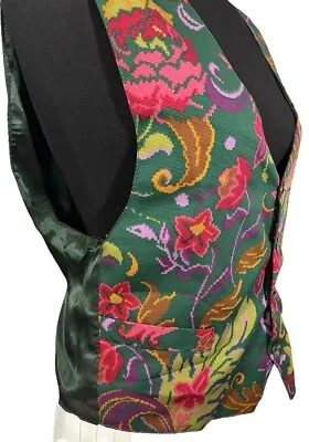 Buy Womens Floral Multi-Colour Hippy Flower Power Waistcoat Vest Gilet UK 12 Eu 40 • 16.99£