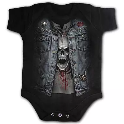 Buy Sons Of Anarchy Baby Biker Punk Thrash Metal Denim Jacket Romper Newborn 0000-0 • 13.14£