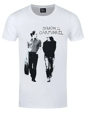 Buy Simon & Garfunkel T-shirt Walking Logo Men's White • 13.99£