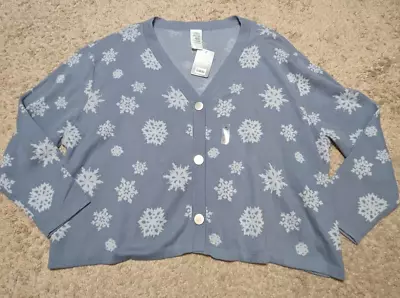 Buy Disney Parks Womens Sz 3X Frozen Elsa Cardigan Sweater Snowflake Holiday Winter • 37.88£
