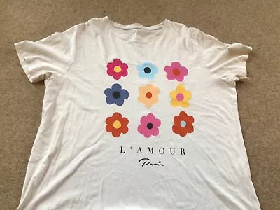 Buy L'Amour Paris Flower Power Cotton T Shirt Top. Size L- XL • 9.90£