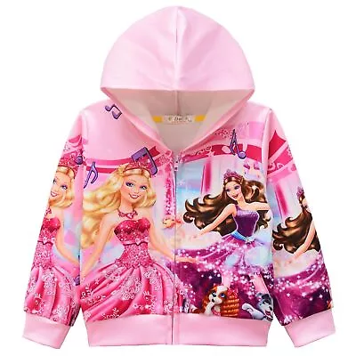 Buy Kids Girls Barbie Pink Jacket Coat Spring  Autumn Long Sleeve Outerwear 3-8Year • 13.28£