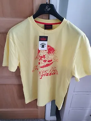 Buy BNWT Primark Stranger Things T-shirt, Surfer Boy Pizza T-shirt, Size UK M,yellow • 7.99£