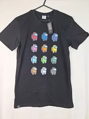 Buy Among Us Boys Black Graphic Print T-Shirt Short Sleeve Size 15y Brand New • 10.95£
