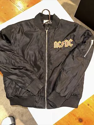 Buy ACDC 1981 World Tour Bomber Jacket Full Zip Womens Size Medium Black EUC Spring • 17.36£