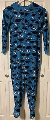 Buy Cookie Monster Sesame Street One Piece Footed Pajamas, Adult Medium • 28.41£