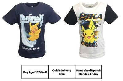 Buy Official Pokemon T-shirts Tops Boys Kids Children's Ages 6 8 10 12 Years Old • 6.99£