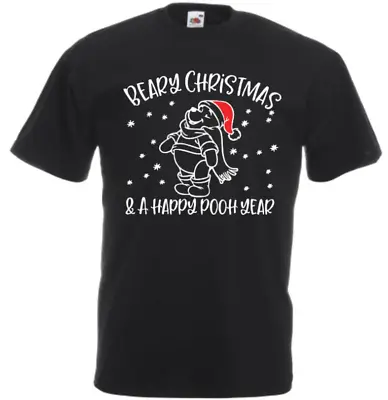 Buy Pooh Bear Black Christmas T-shirt Ladies Children's Seasonal Loungewear New  • 8.99£