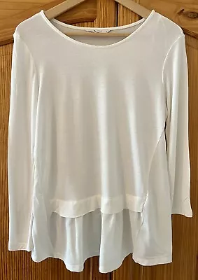Buy Tu White Chiffon Ruffle T-Shirt / 3/4 Sleeve Smart Top BNWOT Size 8 • 2.99£