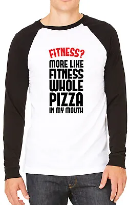 Buy Fitness Whole Pizza In My Mouth Funny Mens T-shirt Baseball Tee • 13.99£