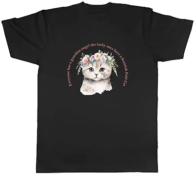 Buy Guardian Angel Mens T-Shirt Lucky Ones Have A Scottish Fold Cat Tee Gift • 8.99£