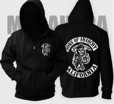Buy Sons Of Anarchy Hoodie Unisex Casual Printed Zipped Fashion Plus Velvet Coat NEW • 25.32£