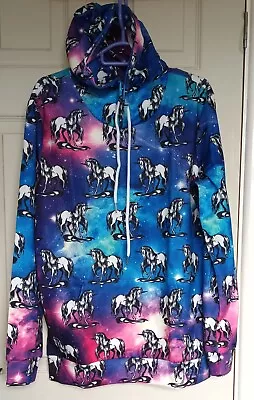 Buy Belsen Women's Long Sleeve Galaxy Unicorn Hoodie Sweatshirt Medium New • 14£