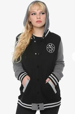 Buy Supernatural Castiel Girls Varsity Jacket Black/Grey Size Junior Medium NWT  • 27.55£