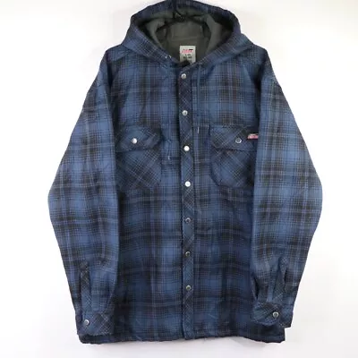 Buy Dickies Shirt Jacket Mens L Fleece Lined Check Blue Cotton Hooded Durable Hoodie • 39.56£