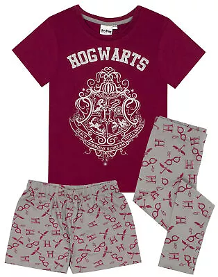 Buy Harry Potter Hogwarts Crest Glitter Print Girl's Long OR Short Leg Pyjamas • 12.99£
