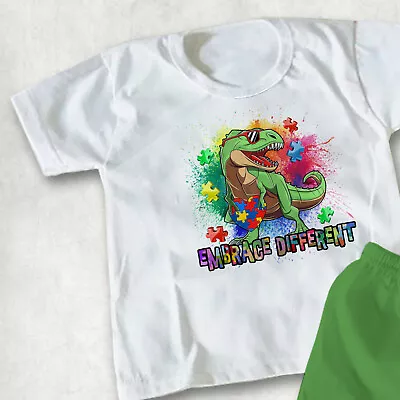 Buy Embrace Different Autism Children's Kid's T-shirts T-shirt Top, Dinosaur Lovers • 9.94£
