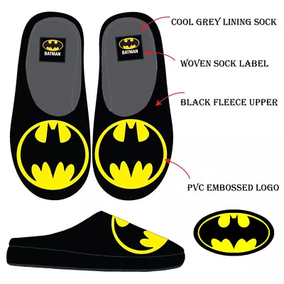 Buy Mens New Batman Dc Novelty Slippers Warm Comfort Fleece Lined Winter Mules Size • 11.95£