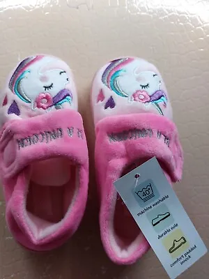 Buy Girls Unicorn Slippers Kids/Childrens Pink Hearts House Shoes Size 10 • 6.99£