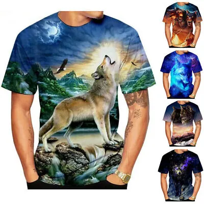 Buy Animal Wolf 3D Print T-Shirt Women/Men's Fashion Casual Short Sleeve Tops ** • 9.59£
